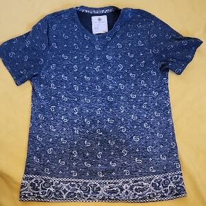 ON THE BYAS Navy Blue Paisley T-Shirt